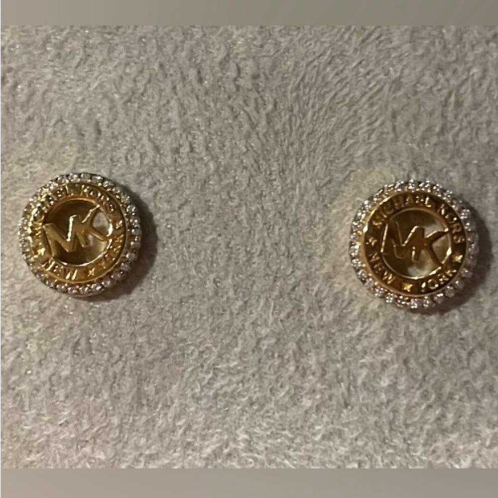 Michael Kors Gold Crystal Logo Earrings + Bracelet BRAND NEW - Picture 3 of 4